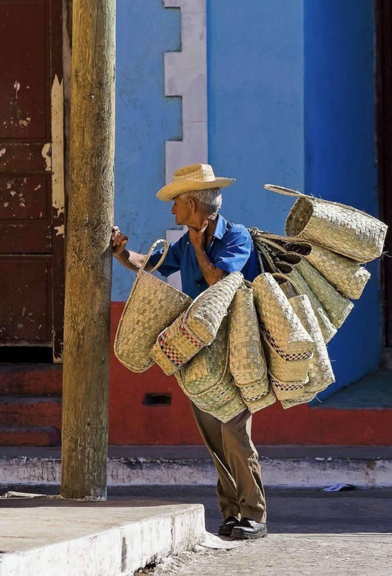 A local basket seller in Madagascar